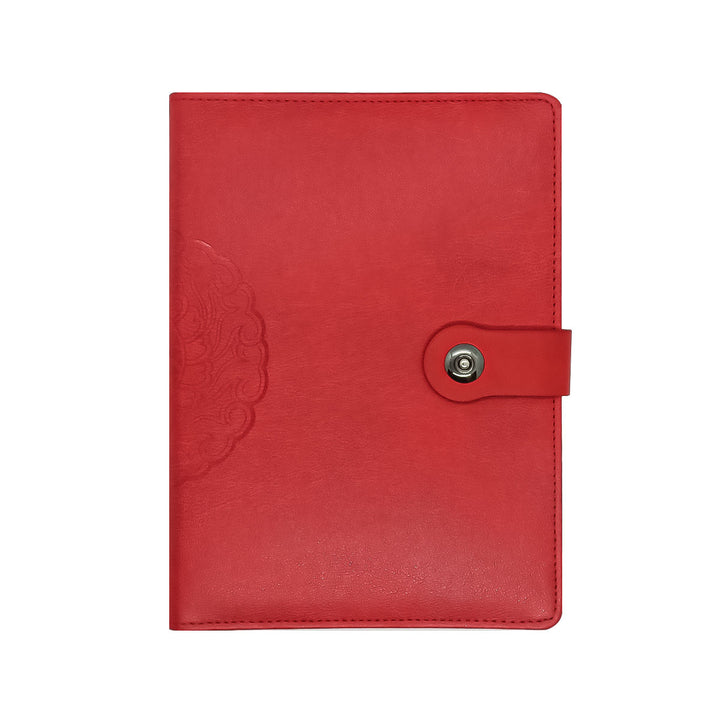 Libreta de notas ejecutiva roja, hecha en cuero sintético, para usar como cuaderno de apuntes.